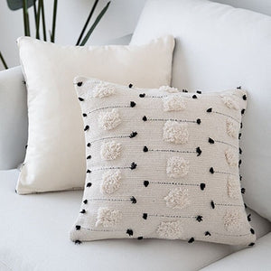 Black Beige Throw Pillow Cover Embroidered Cushion Case for 